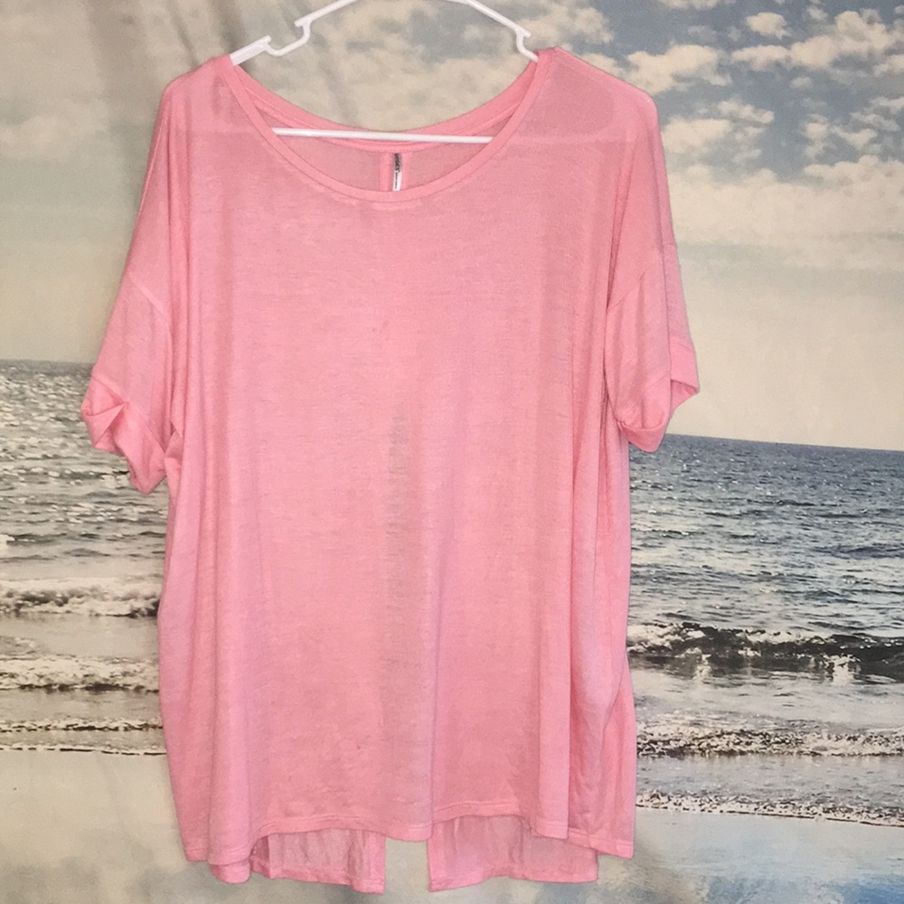 Pink open back shirt